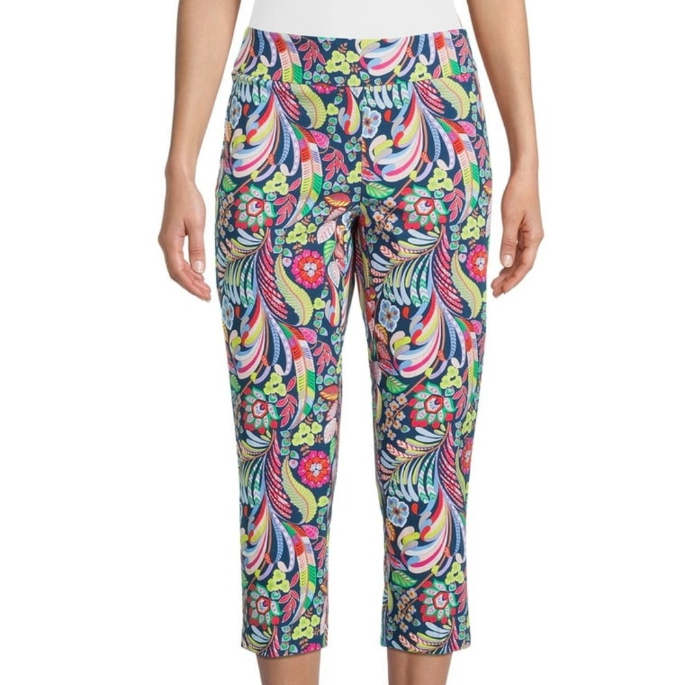 NWOT The Pioneer Woman Colorful Floral Millenium Capri in Blue Aura Size Small